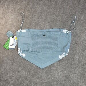 Rip Curl EcoVero Floral Smocked Strapless Handkerchief Hem Top - M - NWT